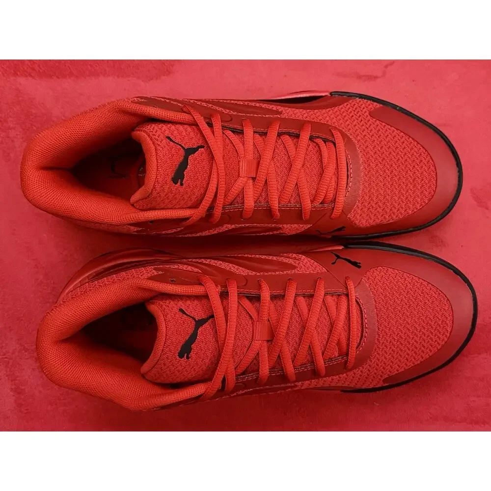 Puma Court Pro Basketball Sneakers Mens 8 Red Black Trim Shoes 310829-02